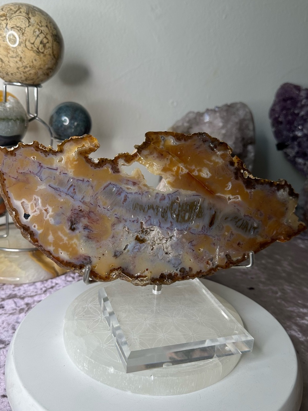 Beige Druzy Agate Slice BDA02
